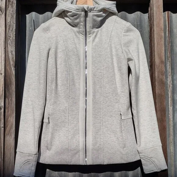 Athleta Luxe Victory Hoodie Jacket Full Zip Sweatshirt Faux Fur Lined Women XXS - Picture 3 of 10